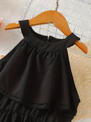 Toddler Girls Ruffle Trim Princess Dress For Party Beach Vacation