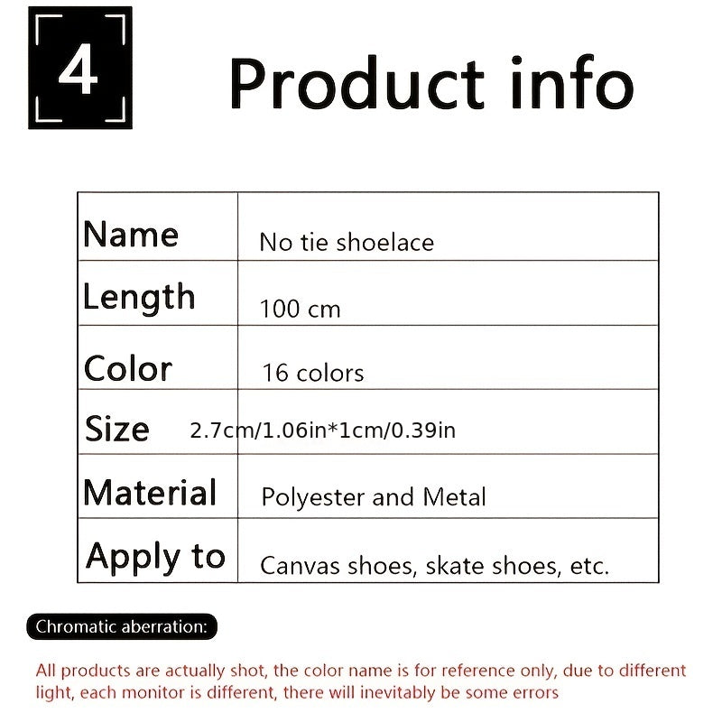 No Tie Shoelaces With Metal Buckles, Quick Locking System