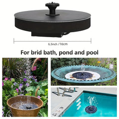 Solar Pond Fountain Pump 3.5W Bird Bath Water Fountain 6 Nozzles