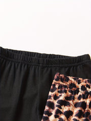 Girl's High Waisted Leopard Legging Set