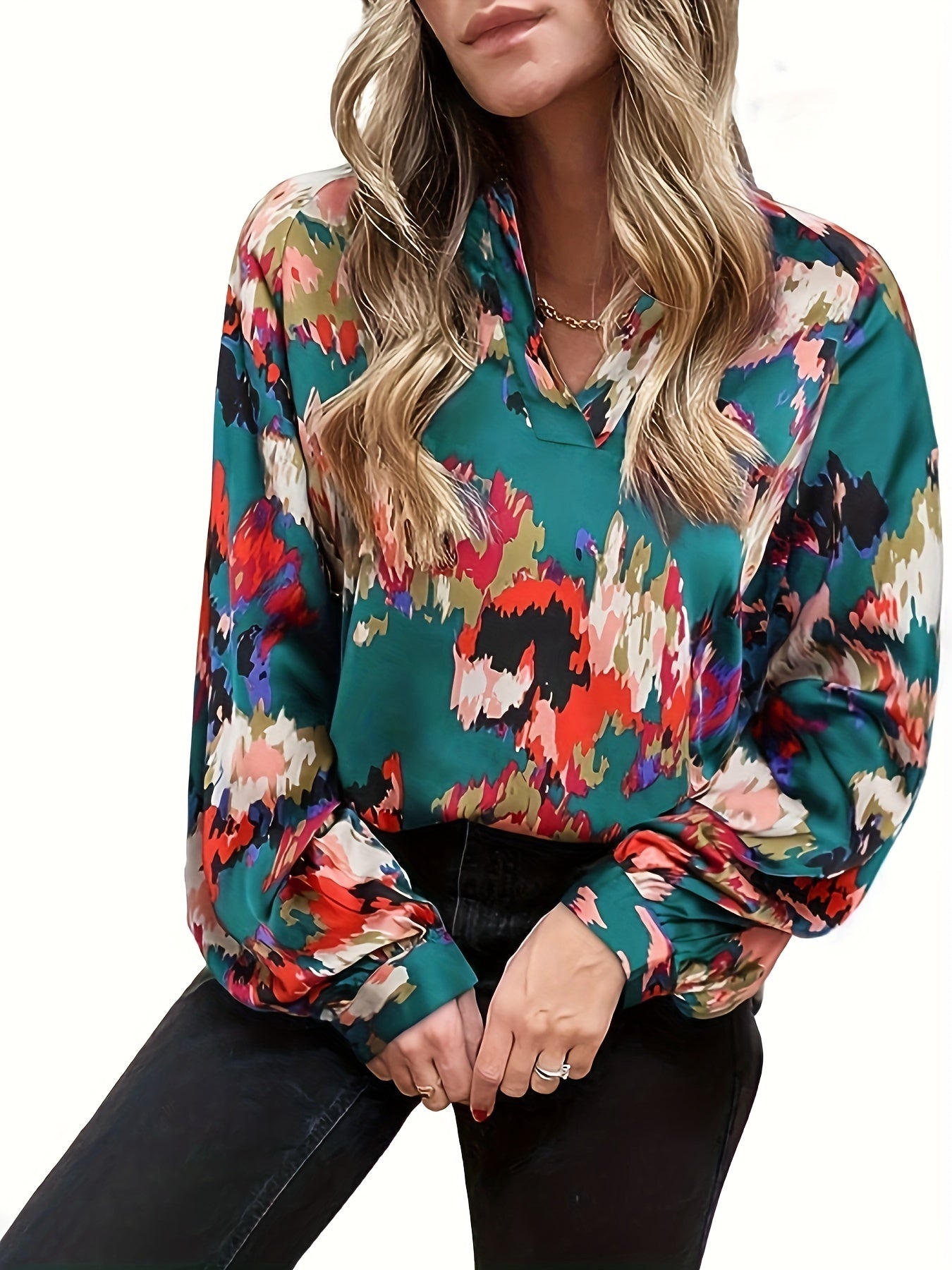 Tie Dye Lantern Sleeve Top