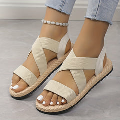 Women's Crisscross Strap Flat Sandals - Comfy Slip On Beach Shoes