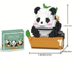 Giant Panda Flower Building Blocks Puzzle Toy Ornament