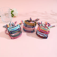 12pcs Bohemian Tassel Decor String Bracelet For Women