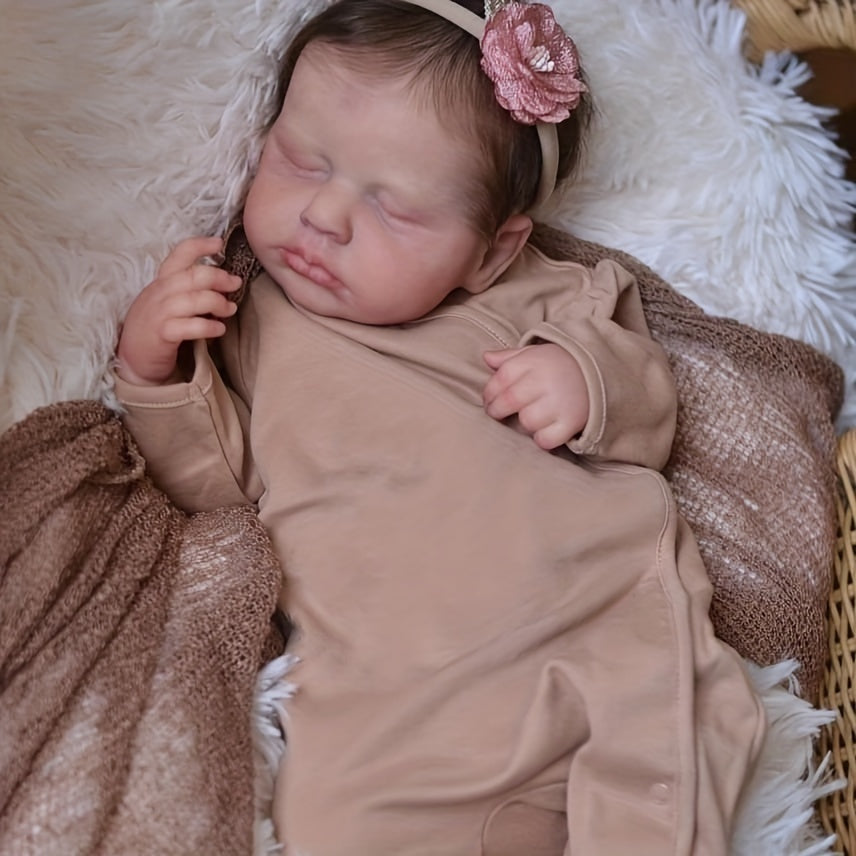 19" Full Vinyl Reborn Dolls Sleeping Soft Touch 3D Skin Doll Can Bath