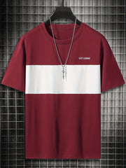 Men's Block Short Sleeve T shirt Casual Comfy Tees For Summer Mens Clothing
