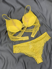 Cross Back Push Up Lingerie Set Micro Elastic Bra & Bikini Panty