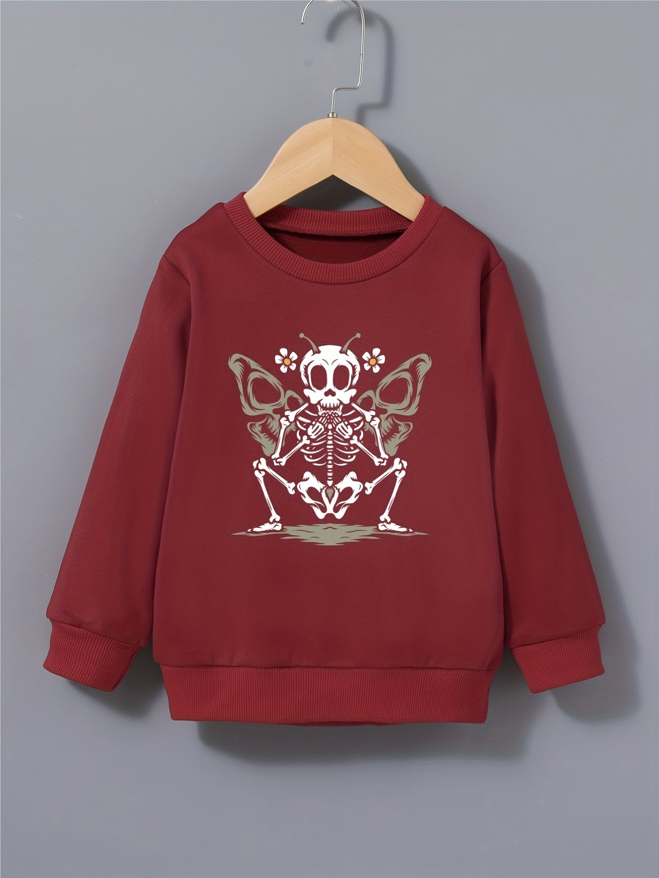 Kid's Halloween Butterfly Skeleton Sweatshirt Crew Neck Pullover
