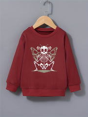 Kid's Halloween Butterfly Skeleton Sweatshirt Crew Neck Pullover