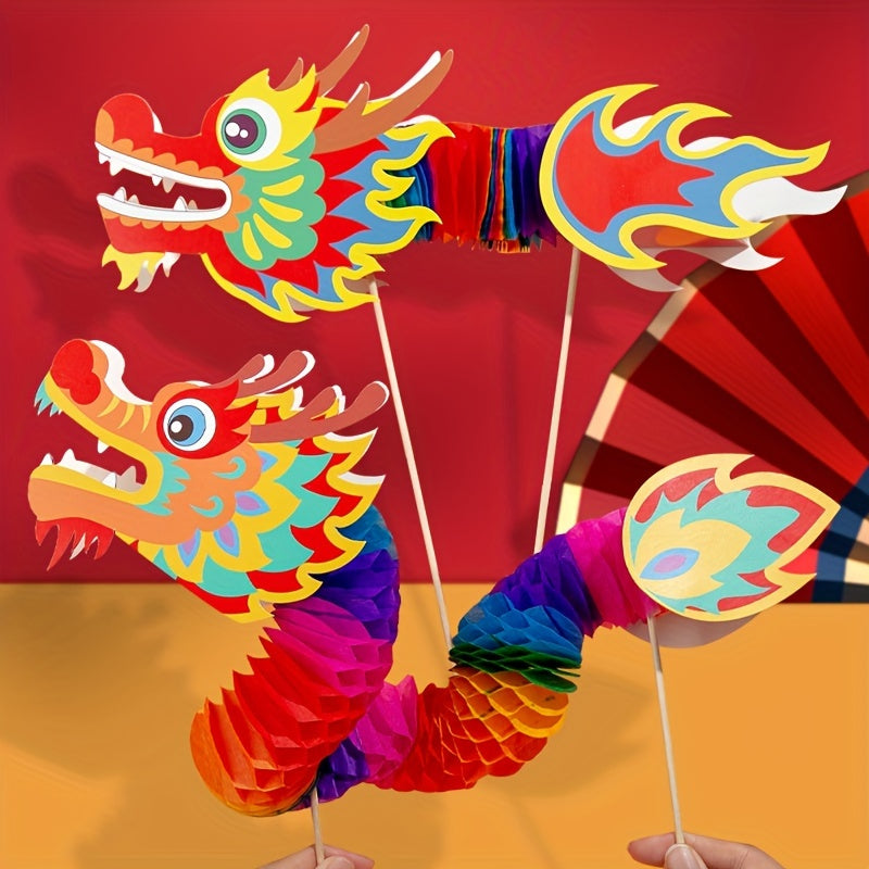 8pcs DIY Paper Dragon Dance Materials Set