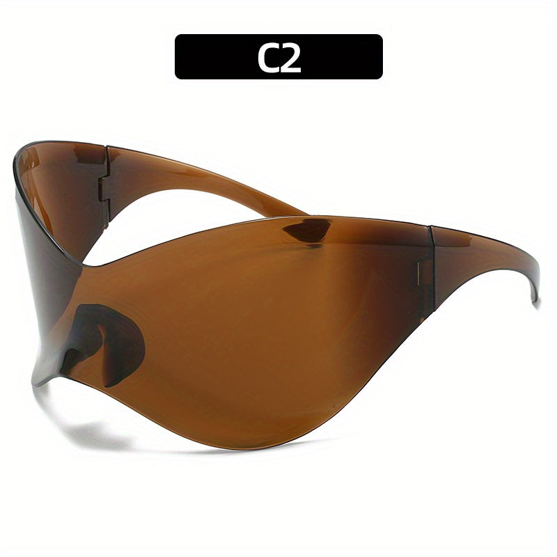 Oversized Wrap Around Sunglasses Gradient Lens Y2K Futuristic Eyewear