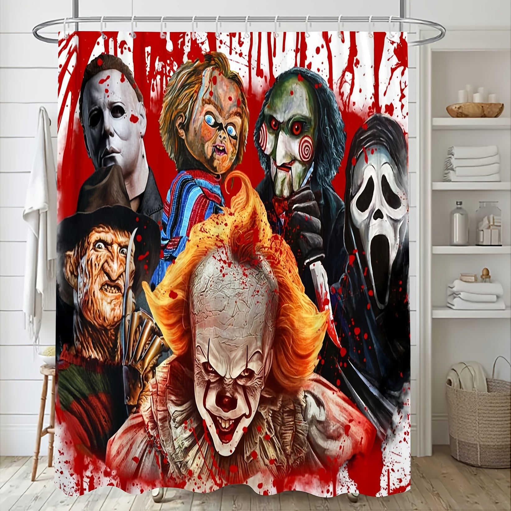 Horror Clown Style Shower Curtain Set