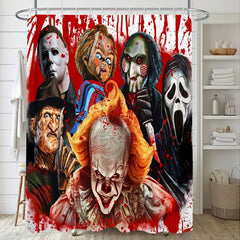 Horror Clown Style Shower Curtain Set