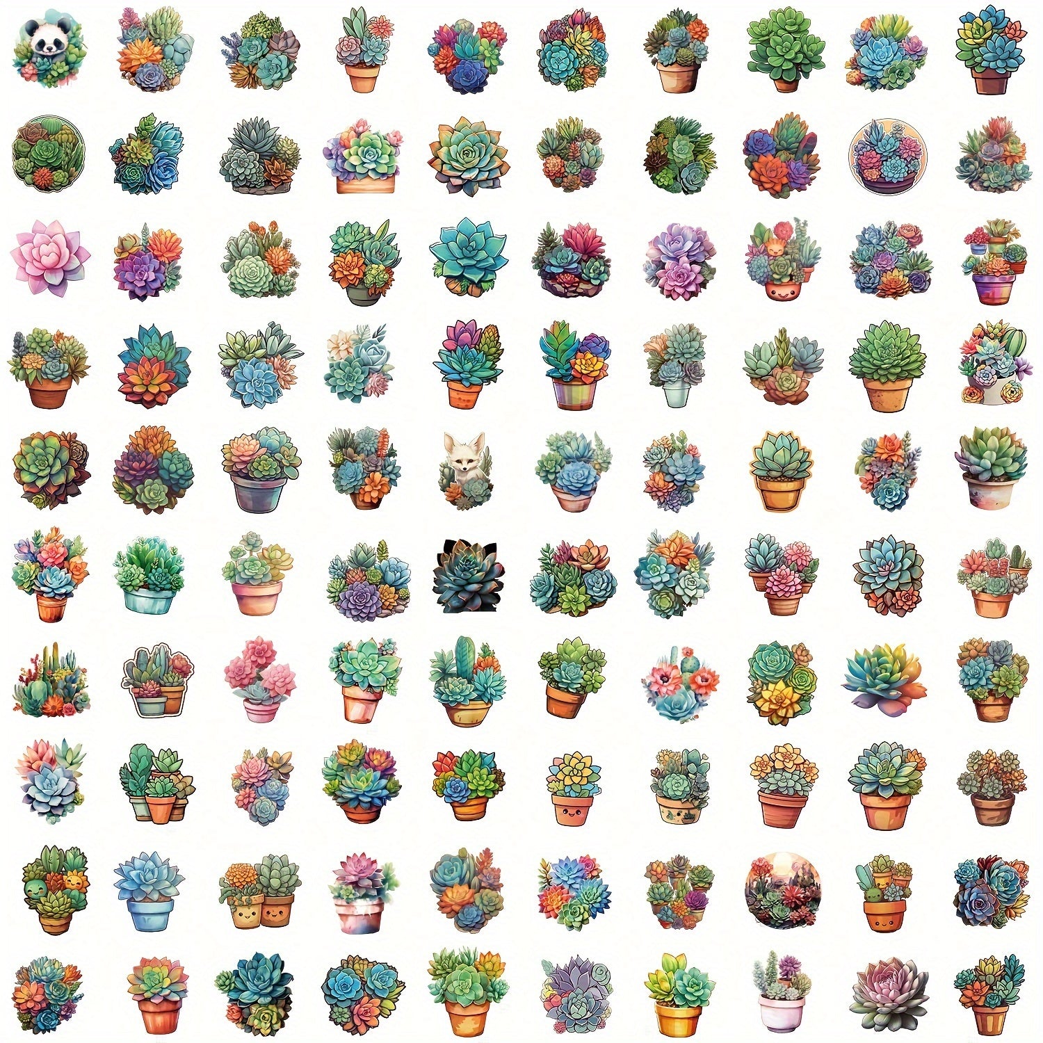 100pcs Succulent Series Stickers for Guitar Skateboard Phone
