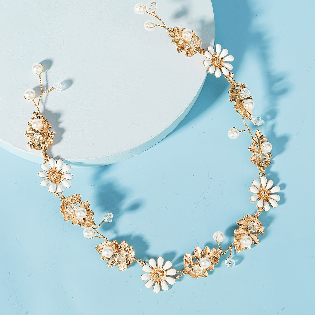 Golden Leaf Flower Bridal Headband Wedding Hair Piece