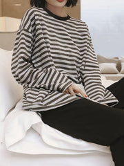 Striped Print Pajama Set Long Sleeve Top & Pants