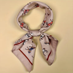 Yellow Horse Pattern Satin Square Scarf Head Wraps Neckerchief For Women