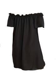 Off Shoulder Ruffle Trim Dress Casual Short Sleeve Loose Dress