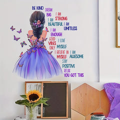 Butterfly Girl Wall Decals Colorful Butterflies With Quotes Stickers