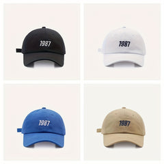 Embroidered Baseball Cap 1987 Sunshade Soft Top Peaked Hat