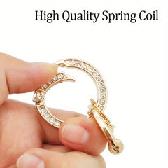 Glitter Rhinestone Keychain w/ D Ring 2 Key Rings Fingerprint Resistant Plating