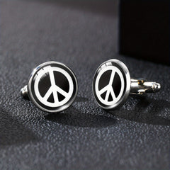 Time Gemstone Men's Cufflinks Peace Sign French Cufflinks