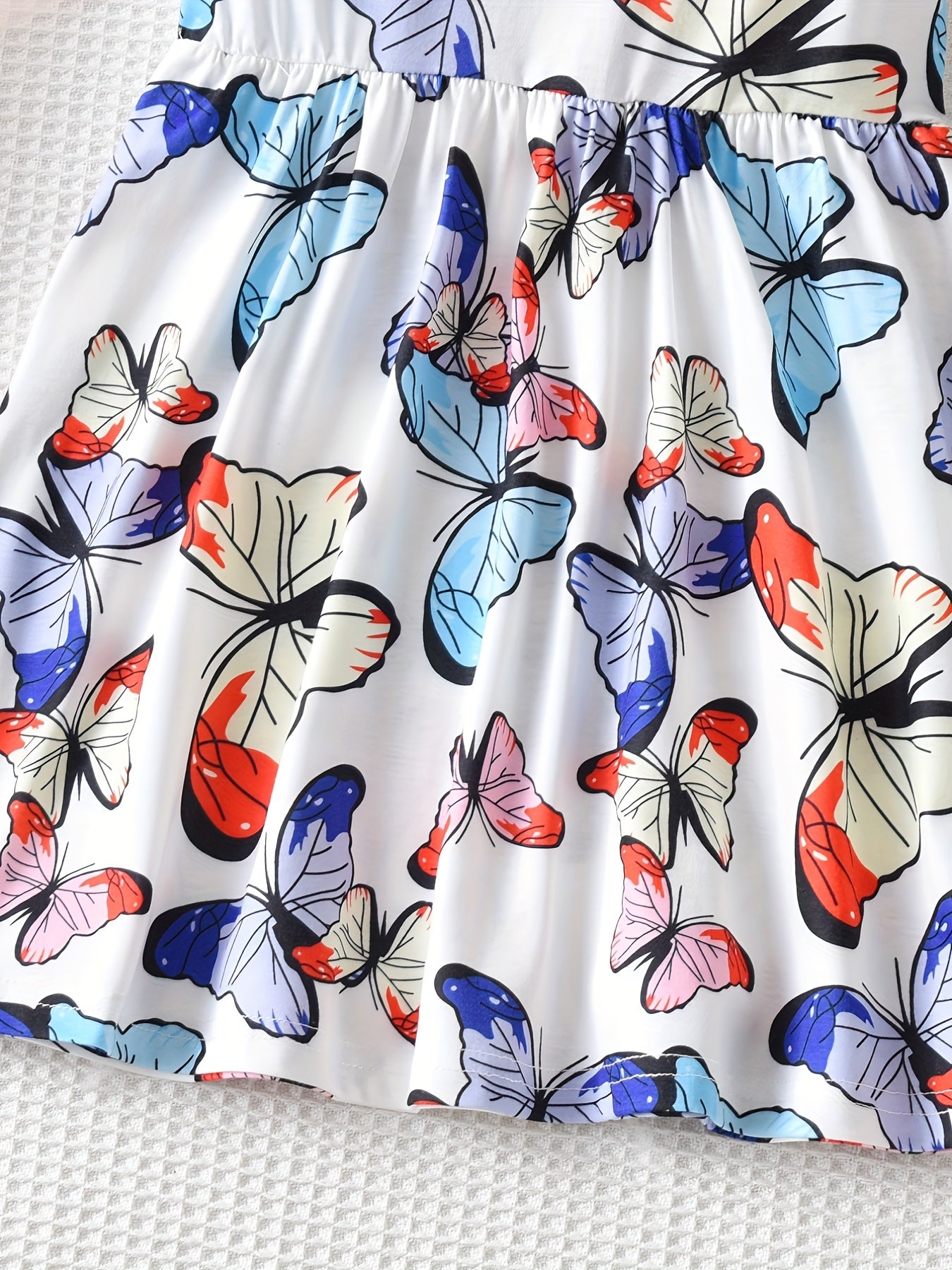 Butterfly Skater Dress For Girls Flying Sleeve Casual Daily Dress