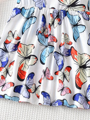 Butterfly Skater Dress For Girls Flying Sleeve Casual Daily Dress