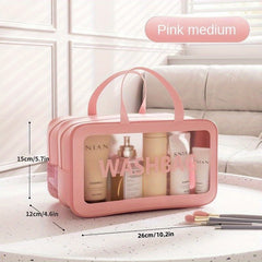 2 In 1 Large Clear Travel Toiletry Bag Makeup Cosmetics Skin Care Waterproof