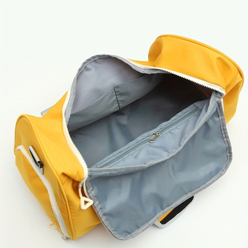 Letter Patch Decor Travel Luggage Bag Wet And Dry Separation