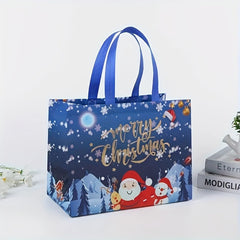 6pcs Christmas Gift Bags, Reusable Reinforced Handle Grocery Bags