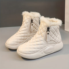 Women's Non Slip Chunky Snow Boots Warm Zipper Comfortable Thick Bottom Shoes