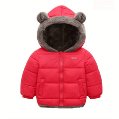Boys Winter Hooded Coat With Fur Lining Cotton Padded Light Warm Jacket