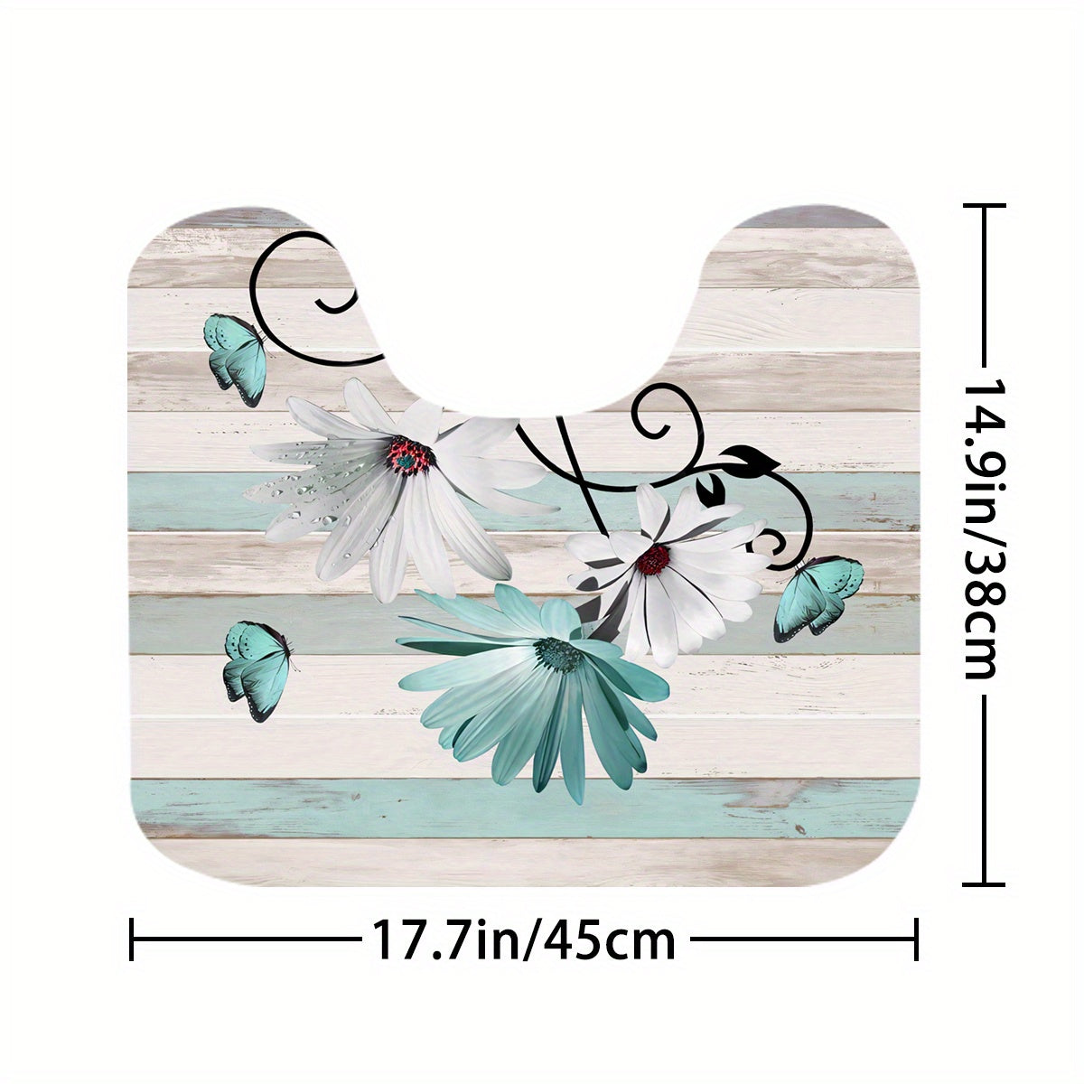 Flower Butterfly Shower Curtain Set with 12 Hooks