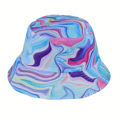 Tie Dye Bucket Hat Wavy Printed Casual Travel Beach Fisherman Cap