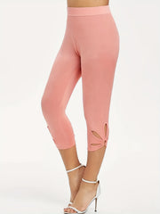 High Waist Solid Cut Out Leggings Women's Clothing