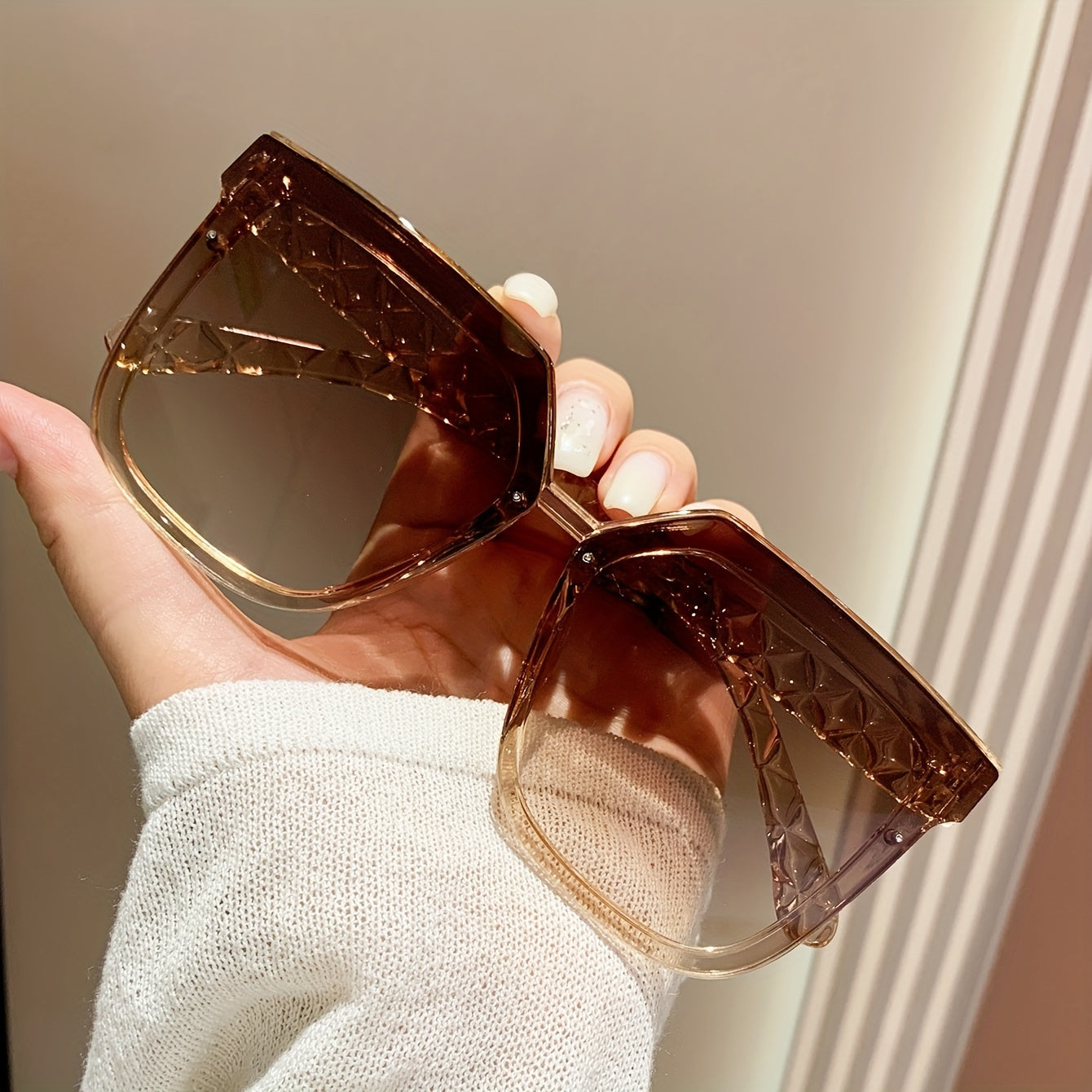 Large Square Jelly Gradient UV400 Sunglasses for Beach Travel