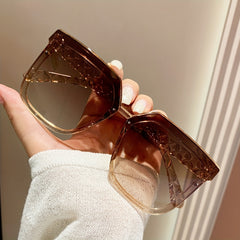 Large Square Jelly Gradient UV400 Sunglasses for Beach Travel