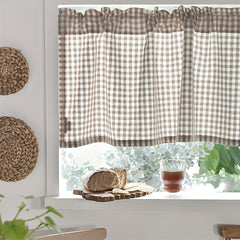 Plaid Short Curtain Modern Balcony Cafe Curtain