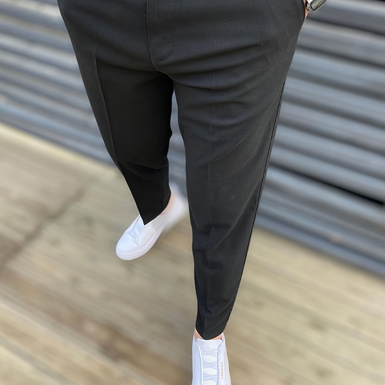 Men's Solid Stretch Dress Pants for Business Dinner