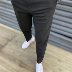 Men's Solid Stretch Dress Pants for Business Dinner