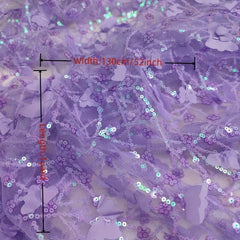 Embroidered Sequined Butterfly Mesh Tulle Fabric for Wedding Dress Gowns