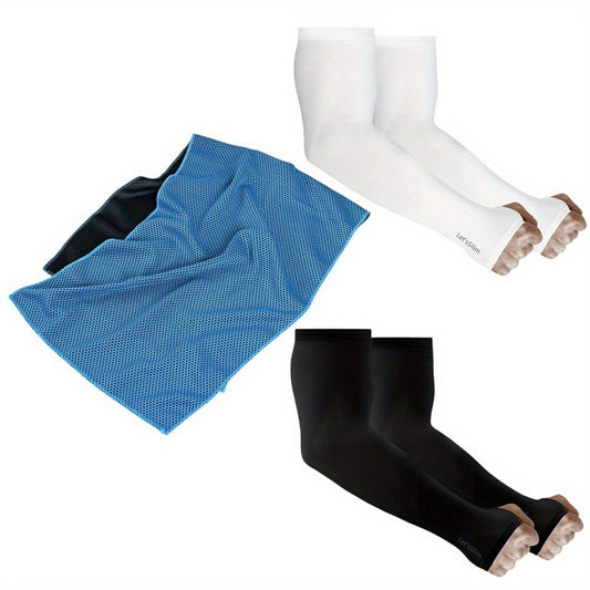 Cooling Towel Neck Wrap Instant Relief with 2 Pairs of Ice Silk Sleeves
