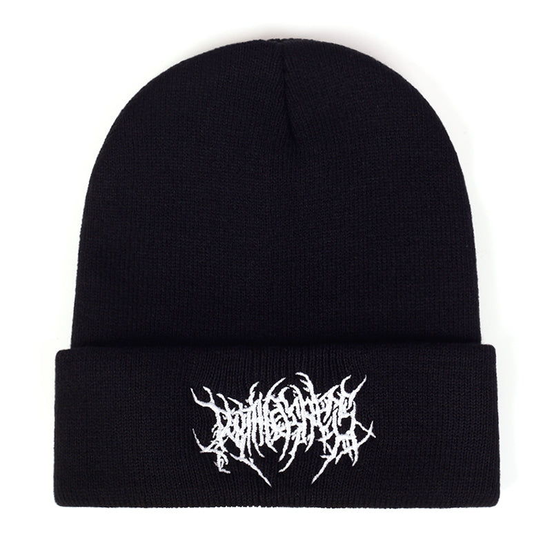 Winter Embroidered Knitted Beanie Wool Hat Ski Beret Adult Beanies