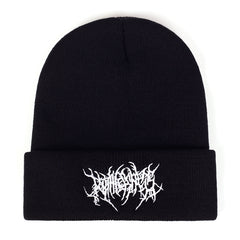 Winter Embroidered Knitted Beanie Wool Hat Ski Beret Adult Beanies