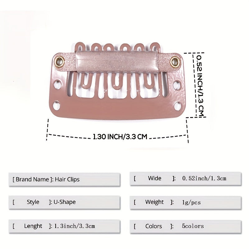 20Pcs Hairpin Hair Extension Wig Clips Metal Comb Closure Tool