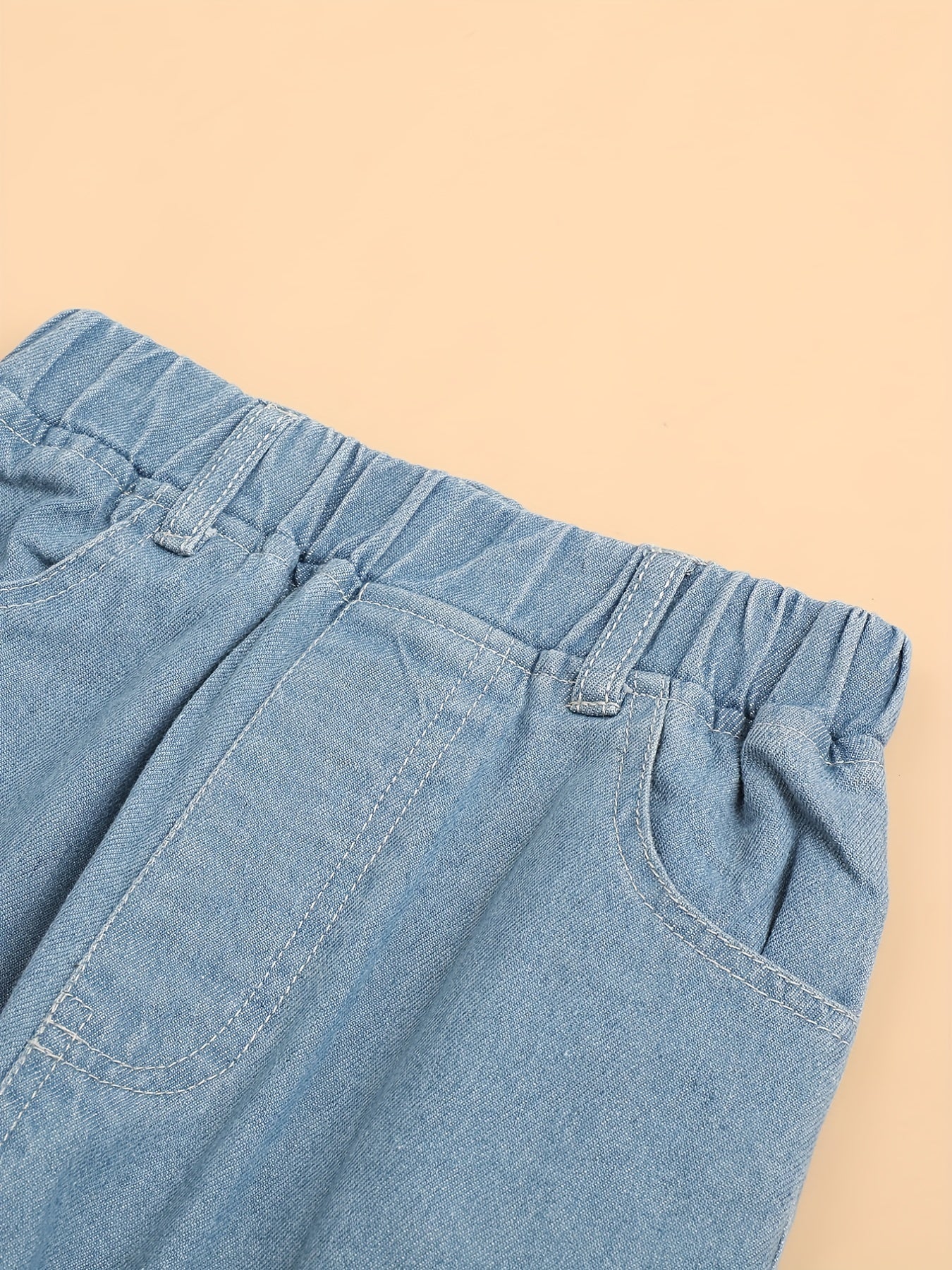 Girls Butterfly Graphic Pocket Casual Sports Loose Elastic Waist Wide Leg Jeans