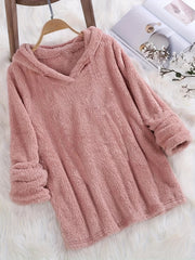 Fleece Solid Hoodie Long Sleeve Sweatshirt
