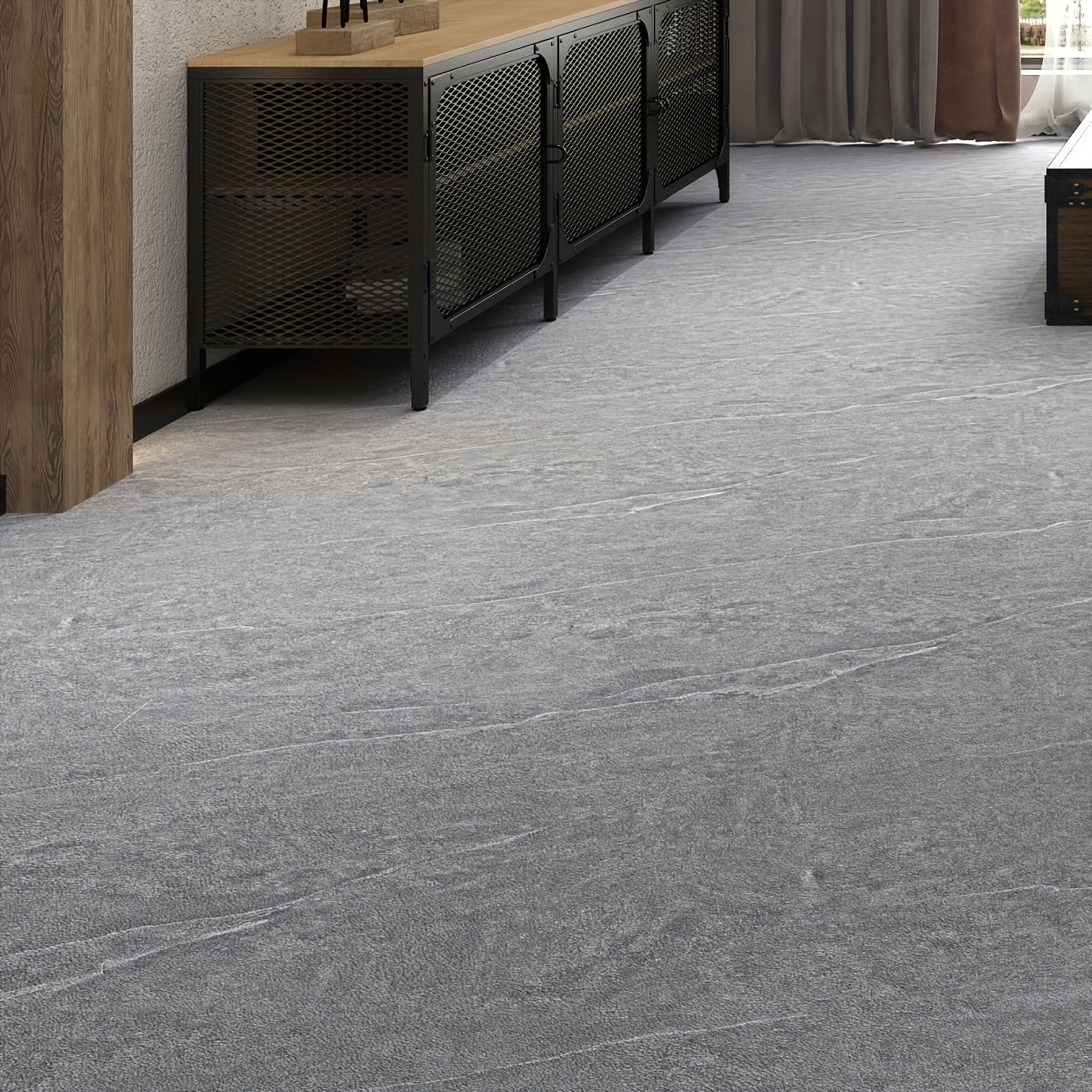 Retro Gray Cement Grain Crack Floor Sticker Anti Slip Waterproof