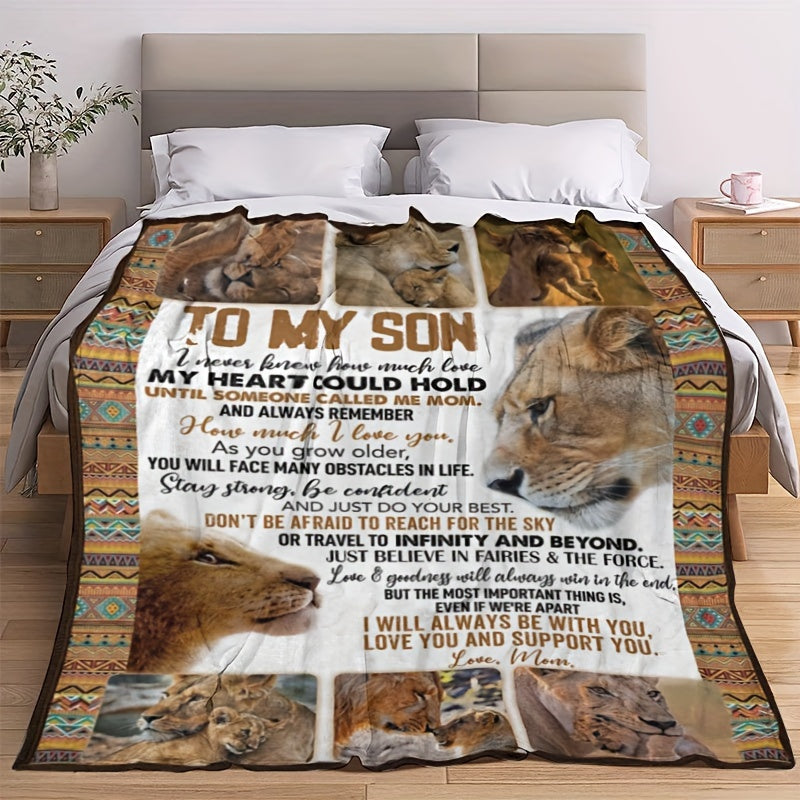 Lion Pattern Blanket for Indoor/Outdoor Use - Camping Gift